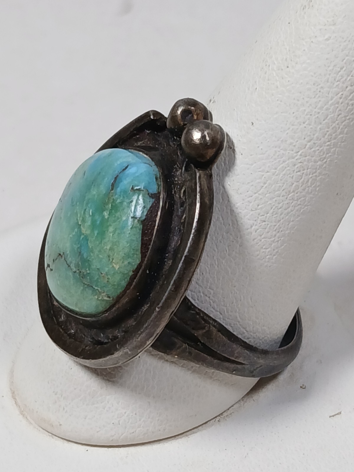 Native American S. Silver Turquoise Ring Vintage Jewelry 9 Grams Size 11.75