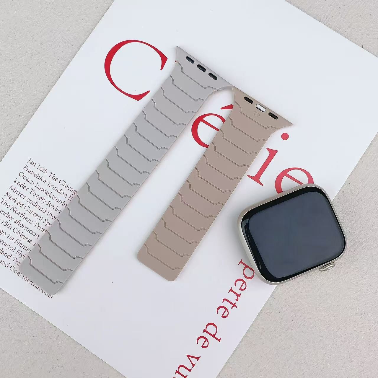 Suitable for Apple Watch/ S1-11/ Ultra/ SE – Armor Silicone Magnetic Strap-Gift