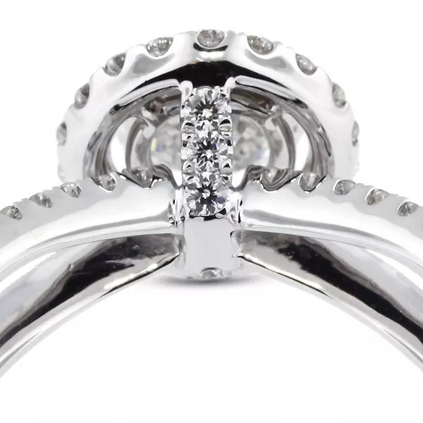18K Gold Side Stone Engagement Ring Halo 1.95 CT Round Lab-Grown Diamond F SI1