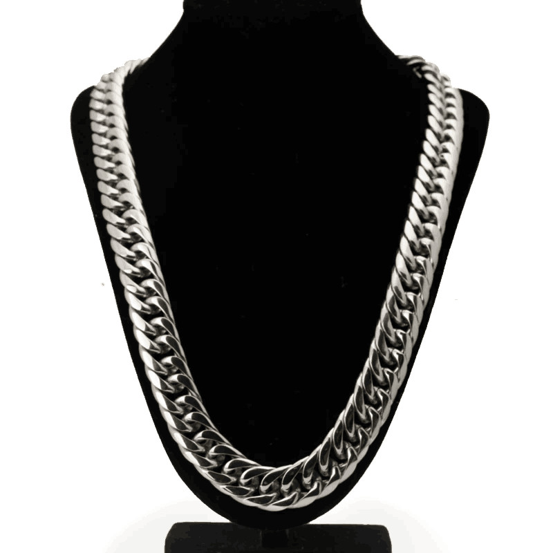 16mm/20mm Silver Tone Stainless Steel Curb Cuban Link Chain Necklace for Men