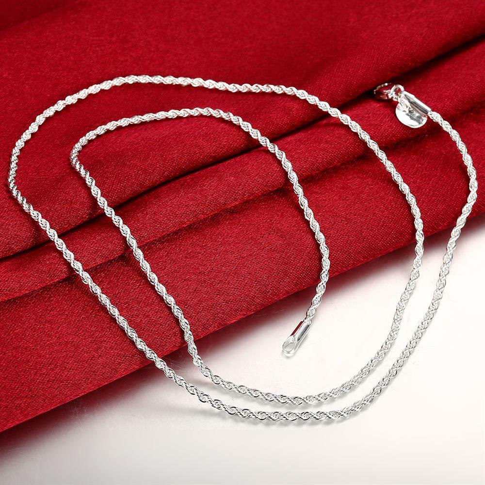 Unisex Sterling Silver Plated Twisted 2MM Chain Necklace Lobster 16″ to 24″ B36