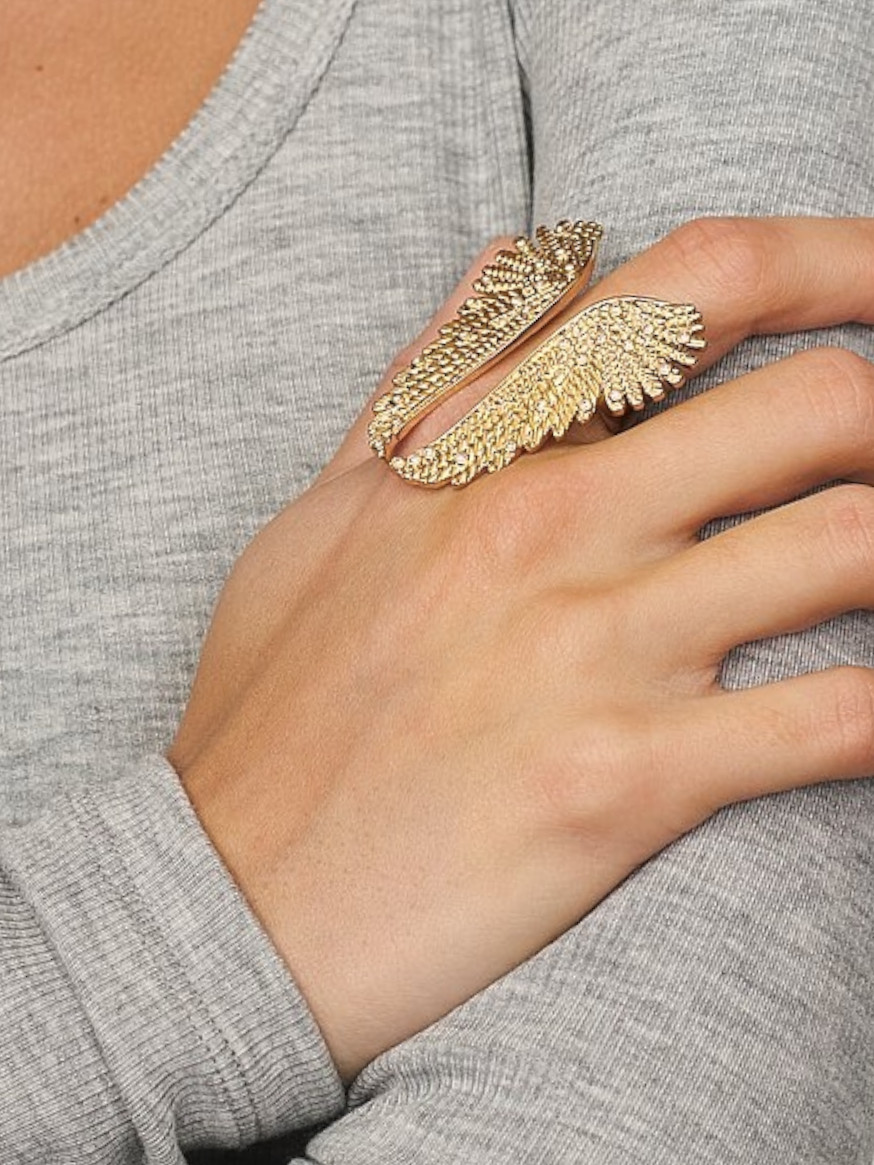Victoria’s Secret Crystal Golg Wings Ring (ORIG IN BOX) Bling GOLD TONE Size 9