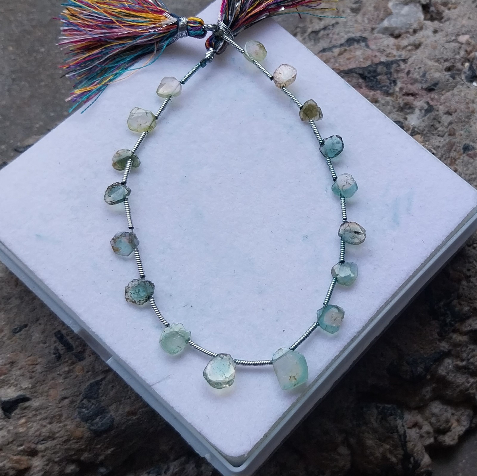 15 Carat 9×7 to 6×6 MM Natural Smooth Bi Color Tourmaline Slice 8 Inch Necklace