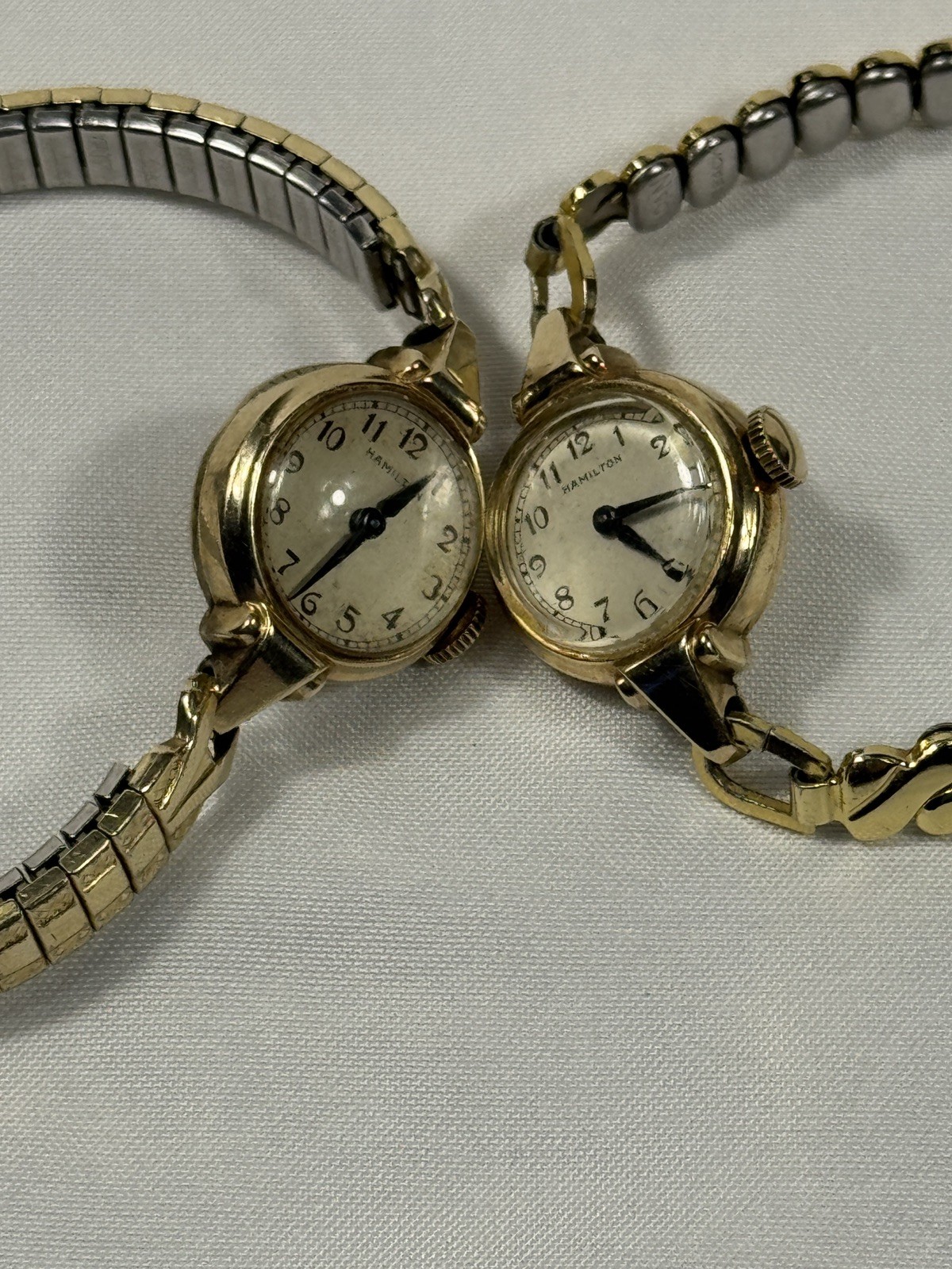 2 VINTAGE HAMILTON 750 17 JEWELS 10K GOLD FILLED JENNY-B LADIES WRISTWATCH CLEAN