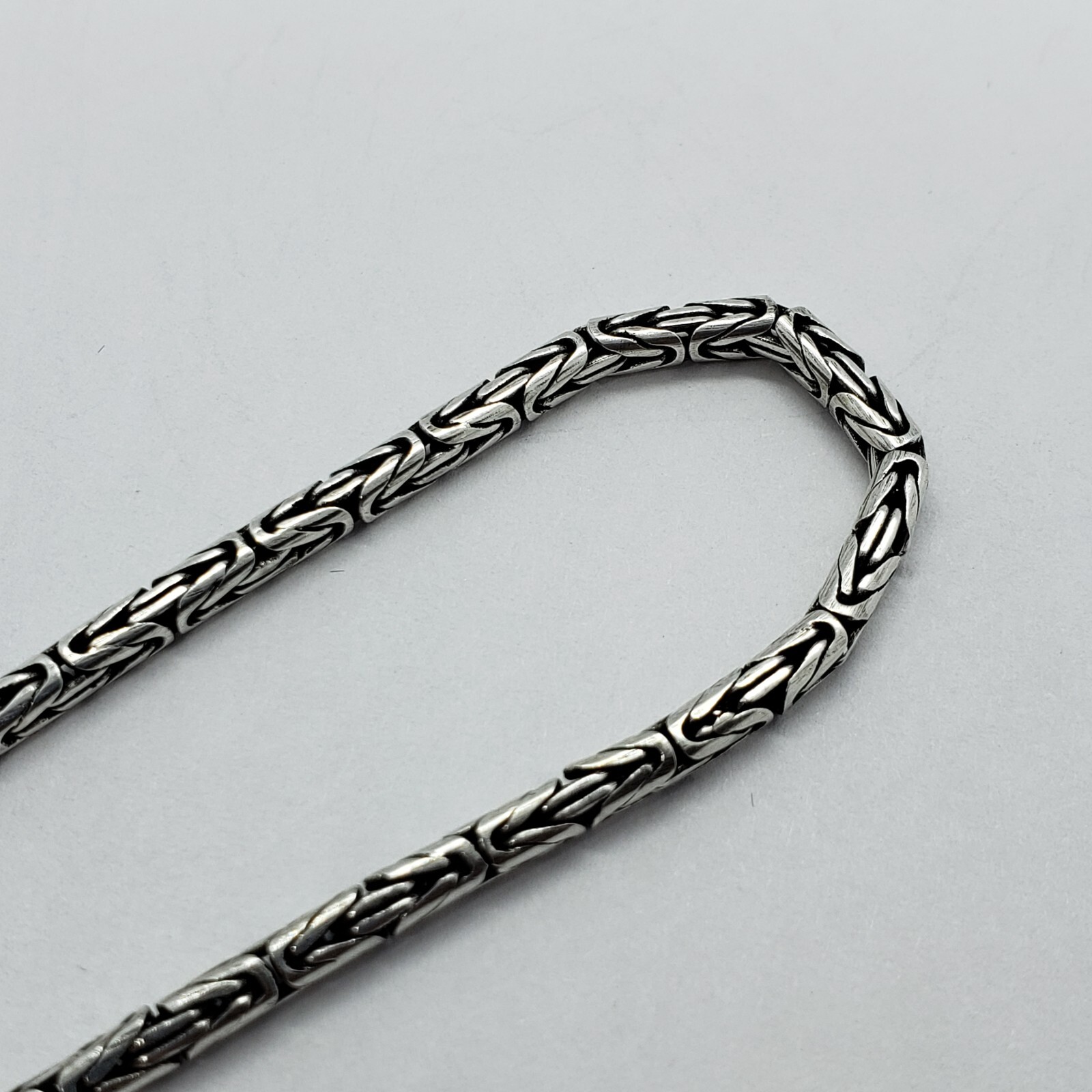 2.5mm Sterling Silver Round BYZANTINE Chain Necklace Bracelet Antiqued Finish