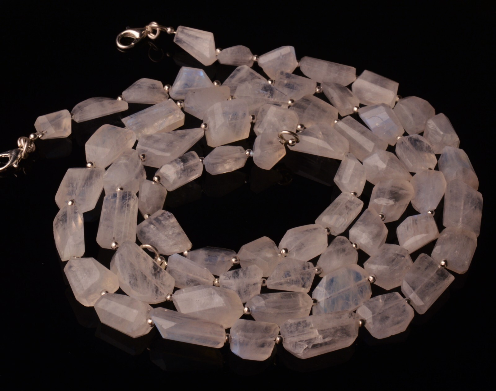 Blue Fire Rainbow Moonstone 7×5 mm Size Oval Nugget Beads Necklace 18″