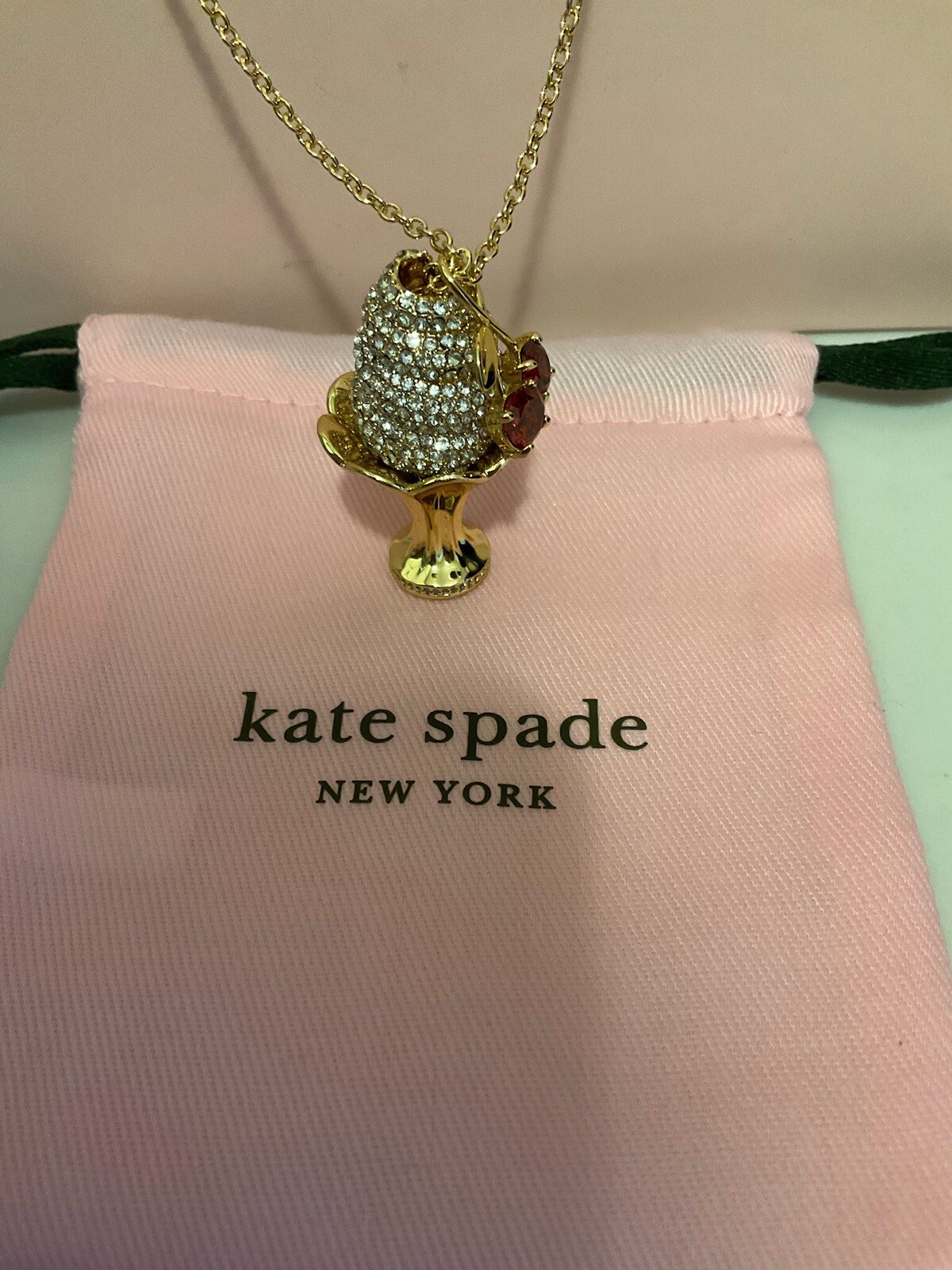 NWT Kate Spade New York 12K Gold Plated Metal Ice Cream Sundae Pendant Necklace