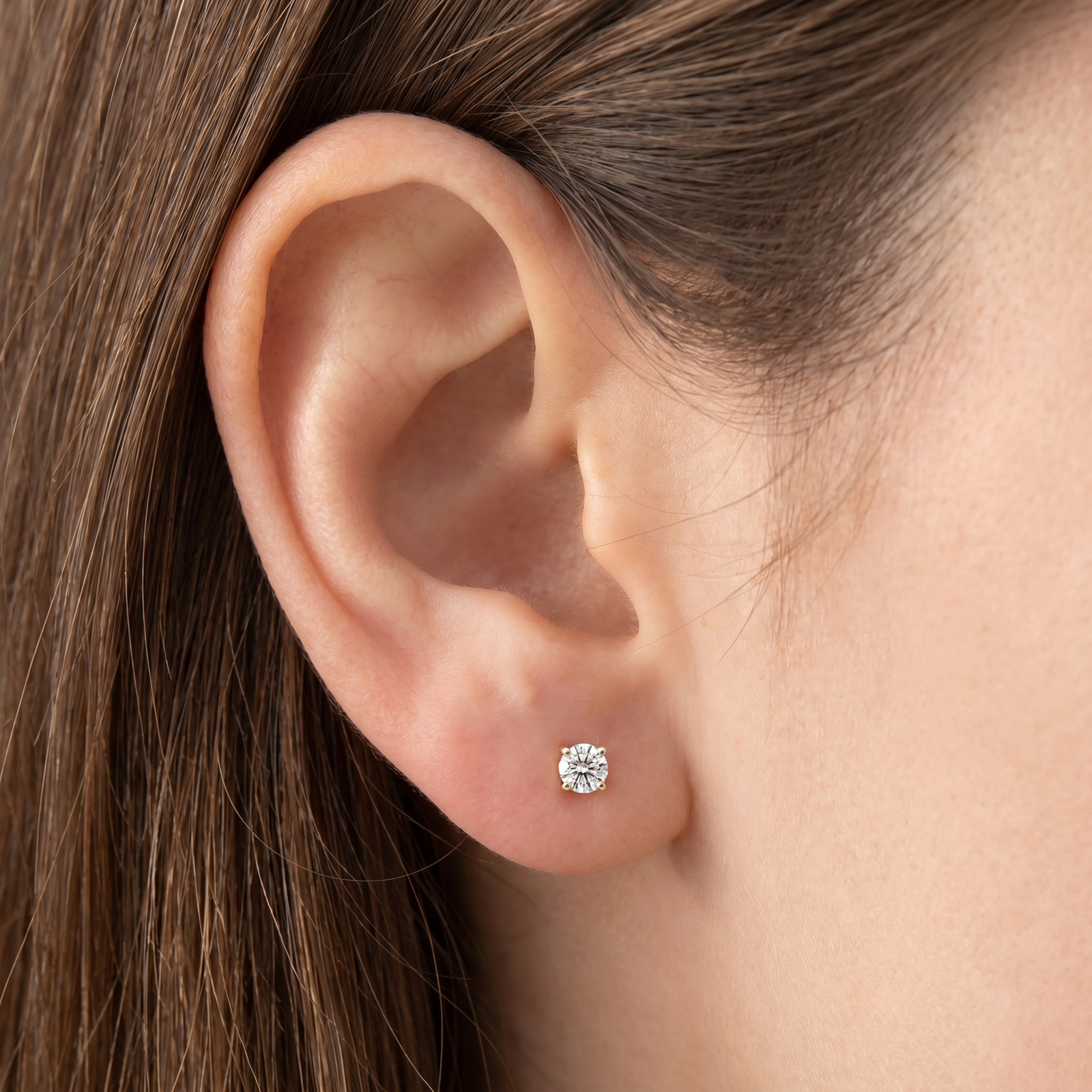 1/2Ct TW Round Real Diamond Studs Women’s Earrings 14K White Or Yellow Gold