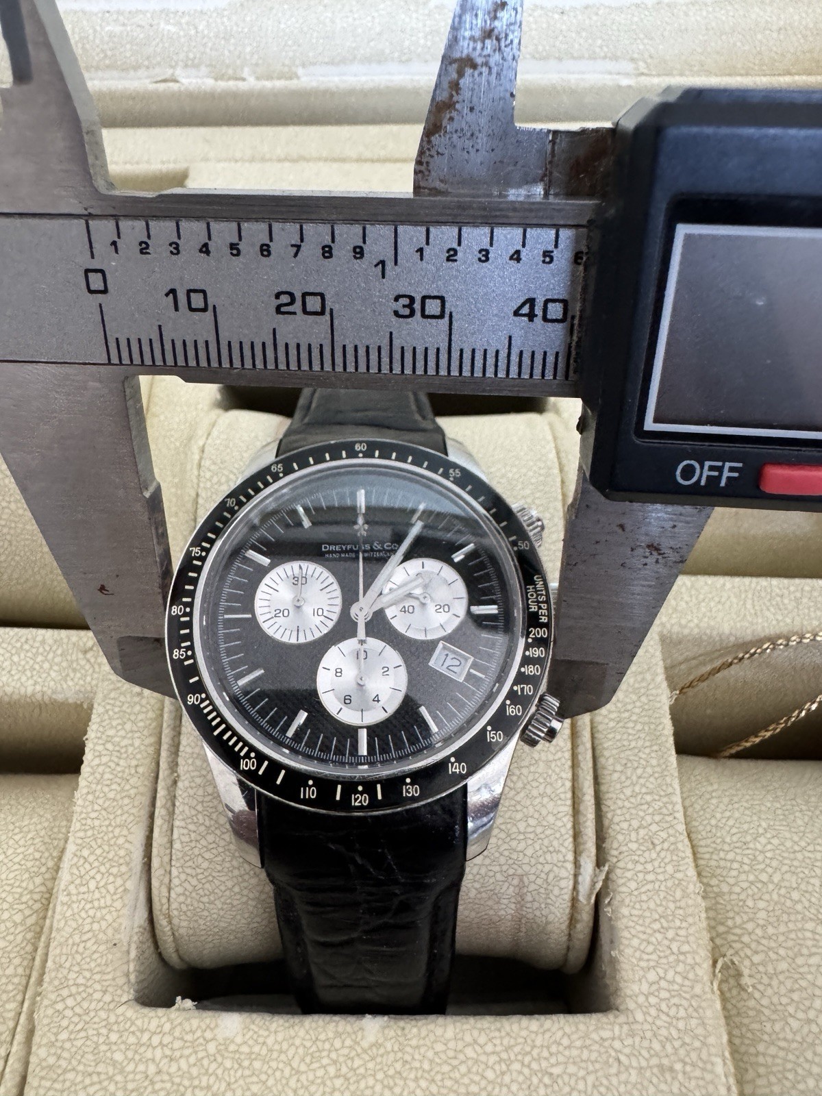 DREYFUSS CO 1853 # 2355 CHRONOGRAPH WATCH MEN QUARTZ 40mm new battery With Box
