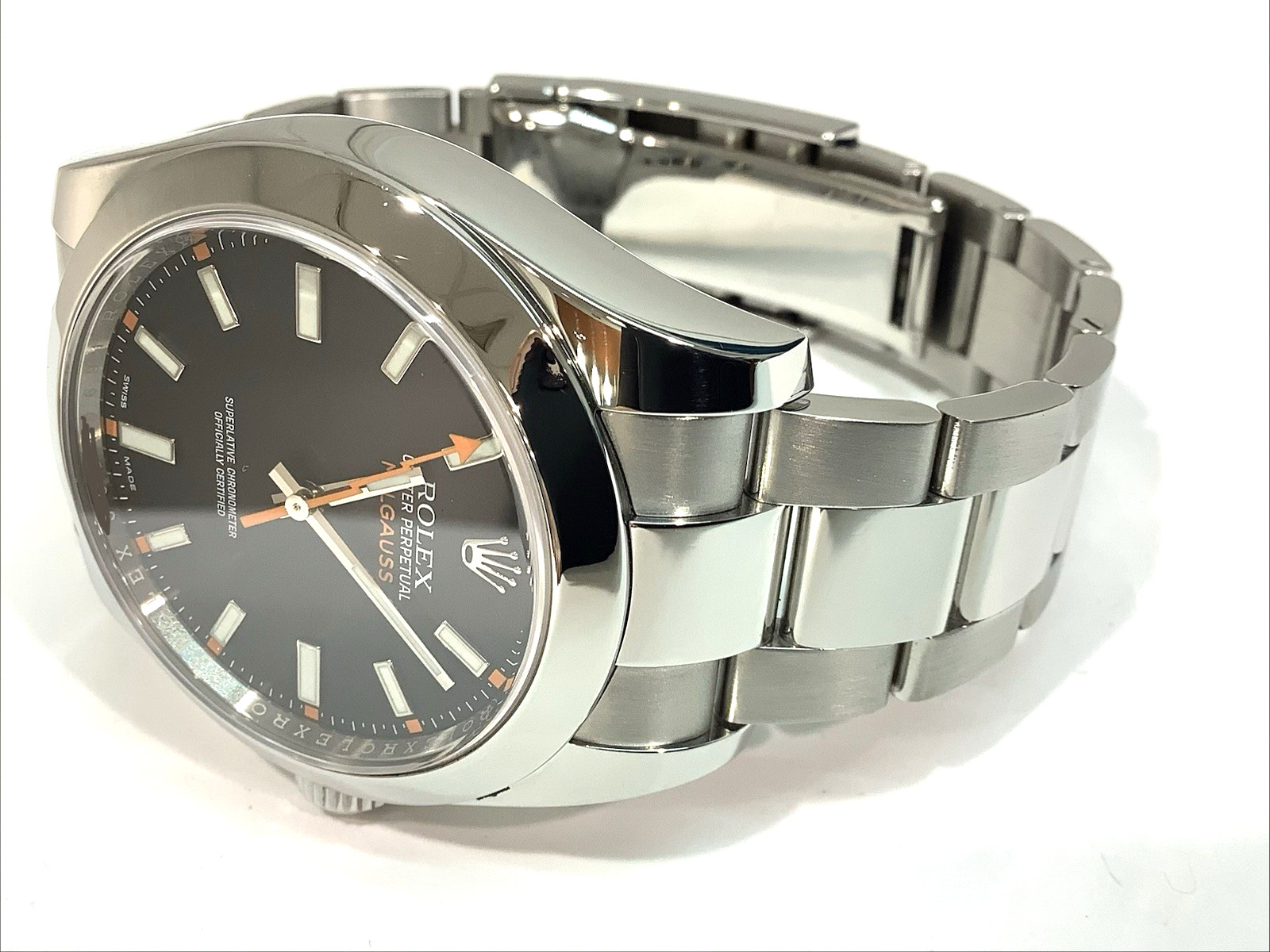 ROLEX 116400 Oyster Perpetual Milgauss 40mm S/S Black Dial Automatic Watch VGC+