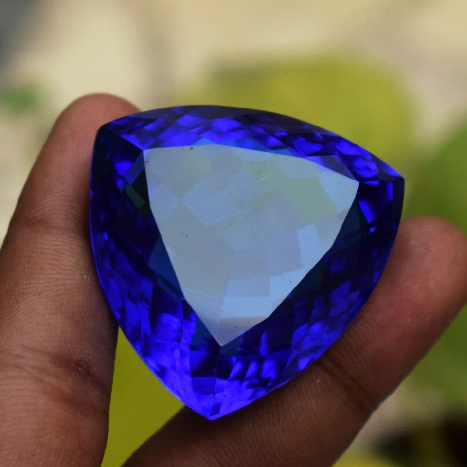 219.75 Carat Flawless Deep Blue Tanzanite Trillion Cut Certified Loose Gemstone