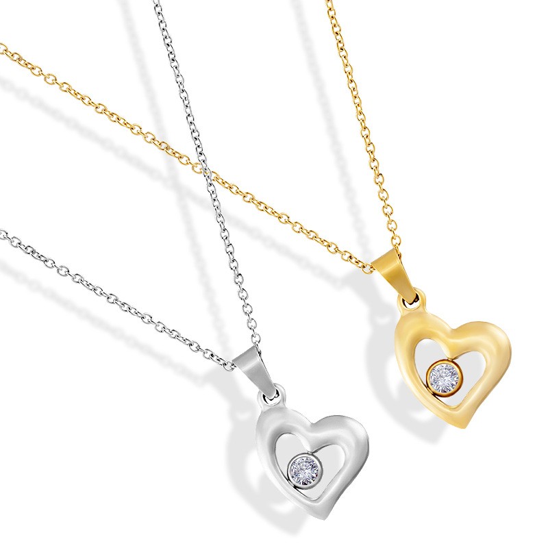 Hollow Heart Inlaid Zircon Necklace Elegant Daily Clavicle Chain For Women