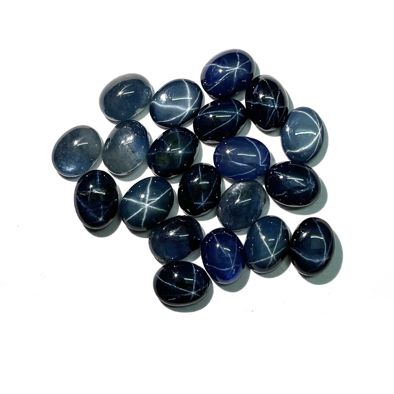 Diffused Star Blue Sapphire Oval Cabochon Loose Gemstone Lot 5 Pcs 6*8 MM 10 CT