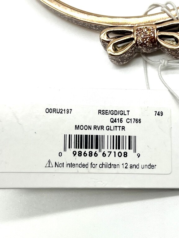 Kate Spade Moon River Rose Gold Glitter Bow Bangle Bracelet NWT Pouch FREE Ship