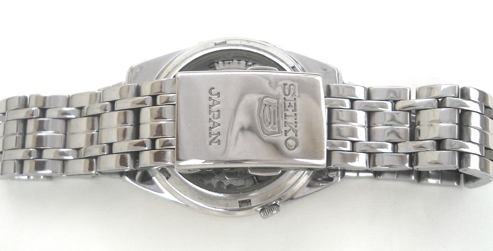 Rare Seiko 5 Military Railway Time See-Thru Caseback Full Luminous Watch Japan