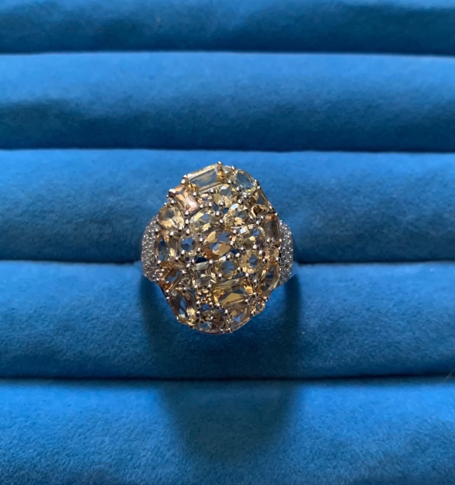 Premium Golden Imperial Topaz, White Zircon Ring – Size 10 (4.90 ctw.)