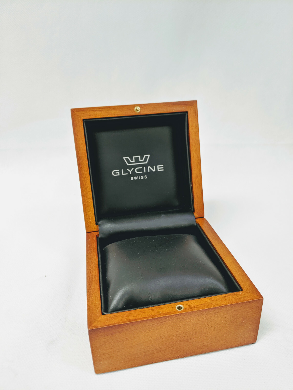 Glycine Watch Box Small, Wood, New, 4.5″ x 4.5″ x 3.5″ Inches