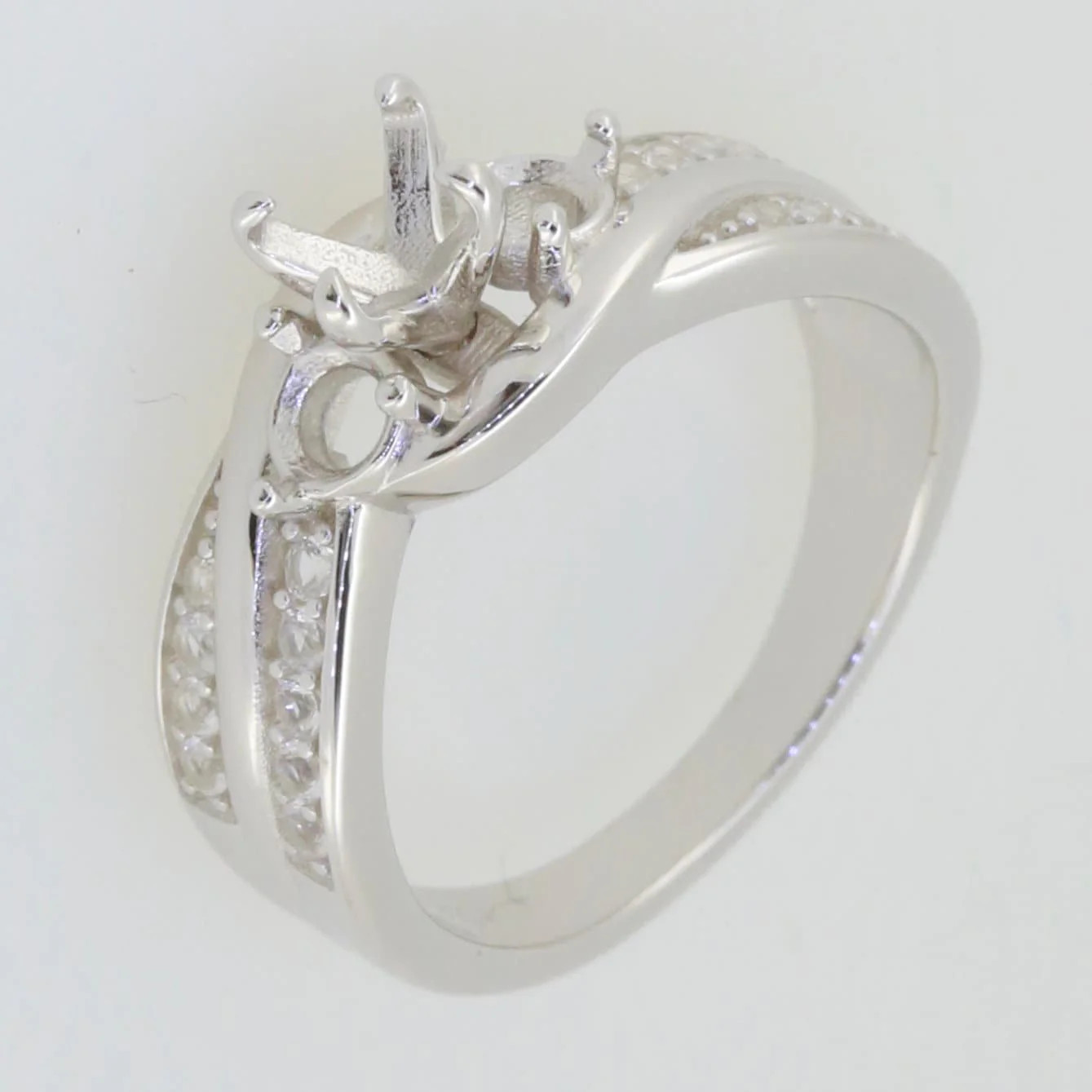 Sterling Silver Semi Mount Setting Round 5x5mm 4x4mm 3 Stones Ring Accent Ring