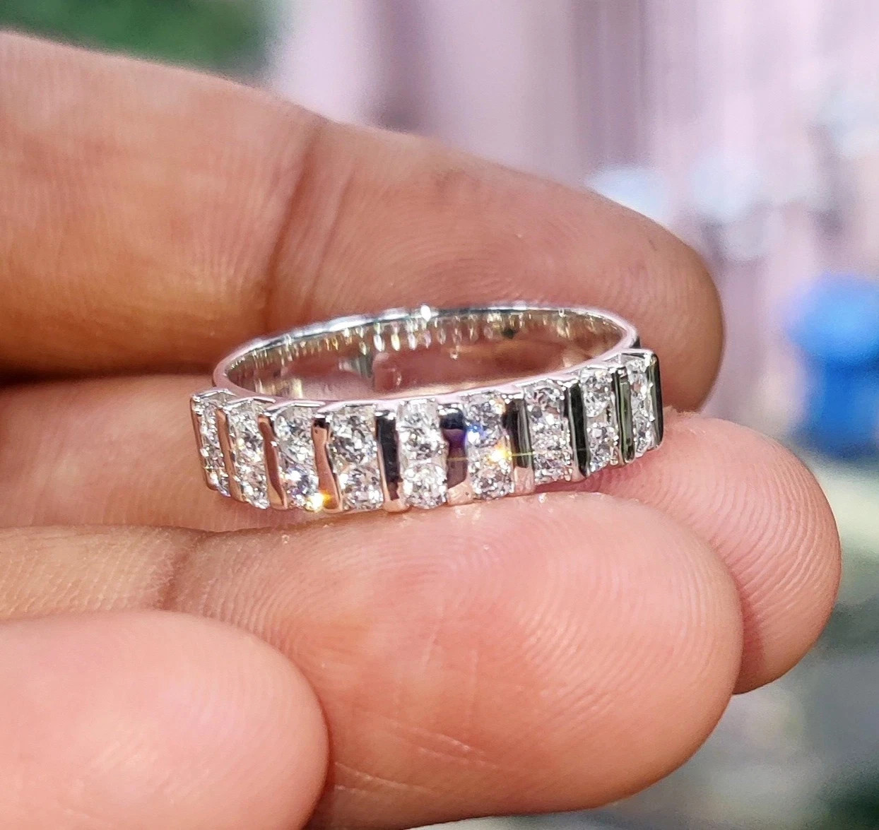 1.50 Ct Round Natural Diamond Eternity Wedding Band 14K White Gold Size 6 7 8 9
