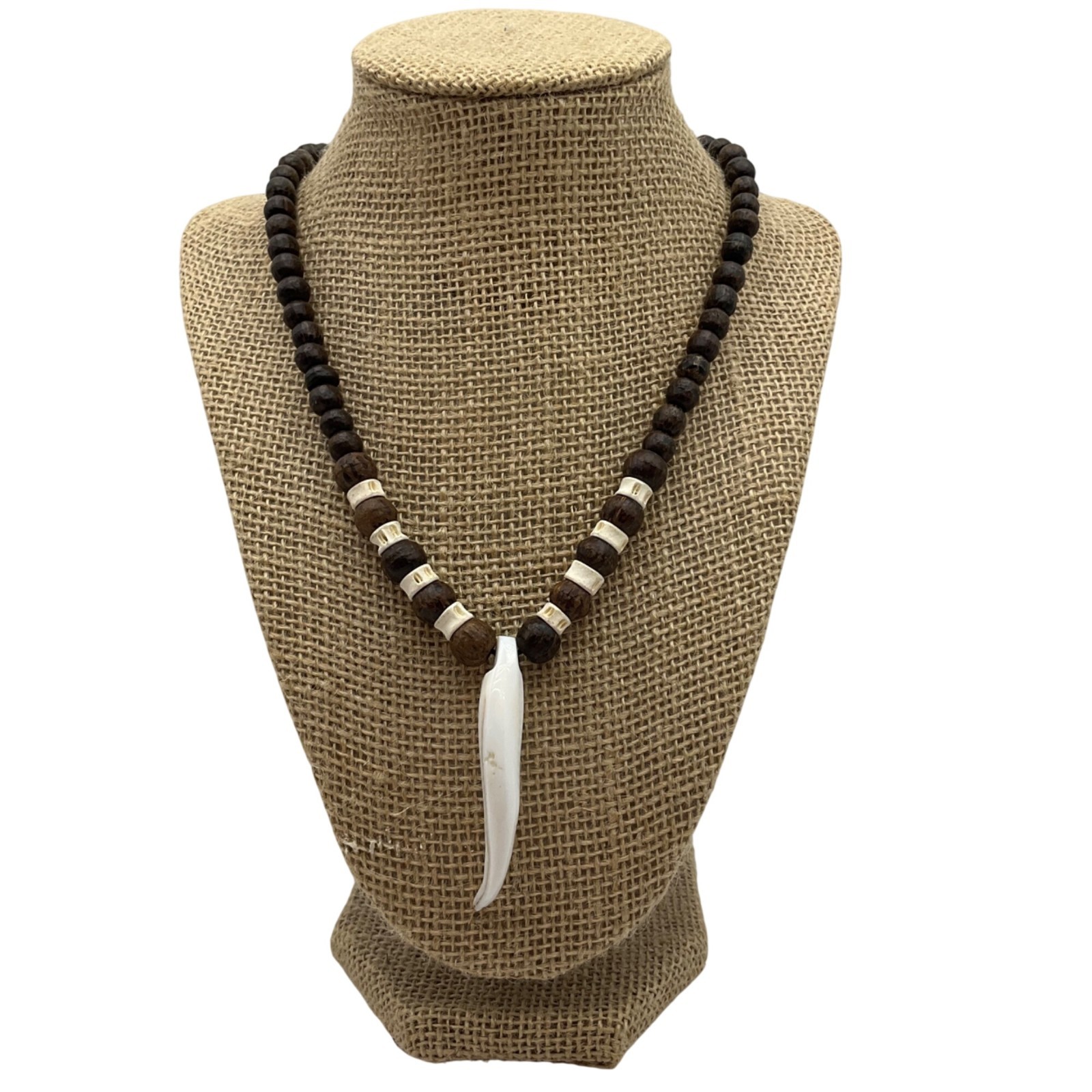 New Artisan Handmade Unisex Wooden Necklace Faux Horn Tribal Ethnic Boho