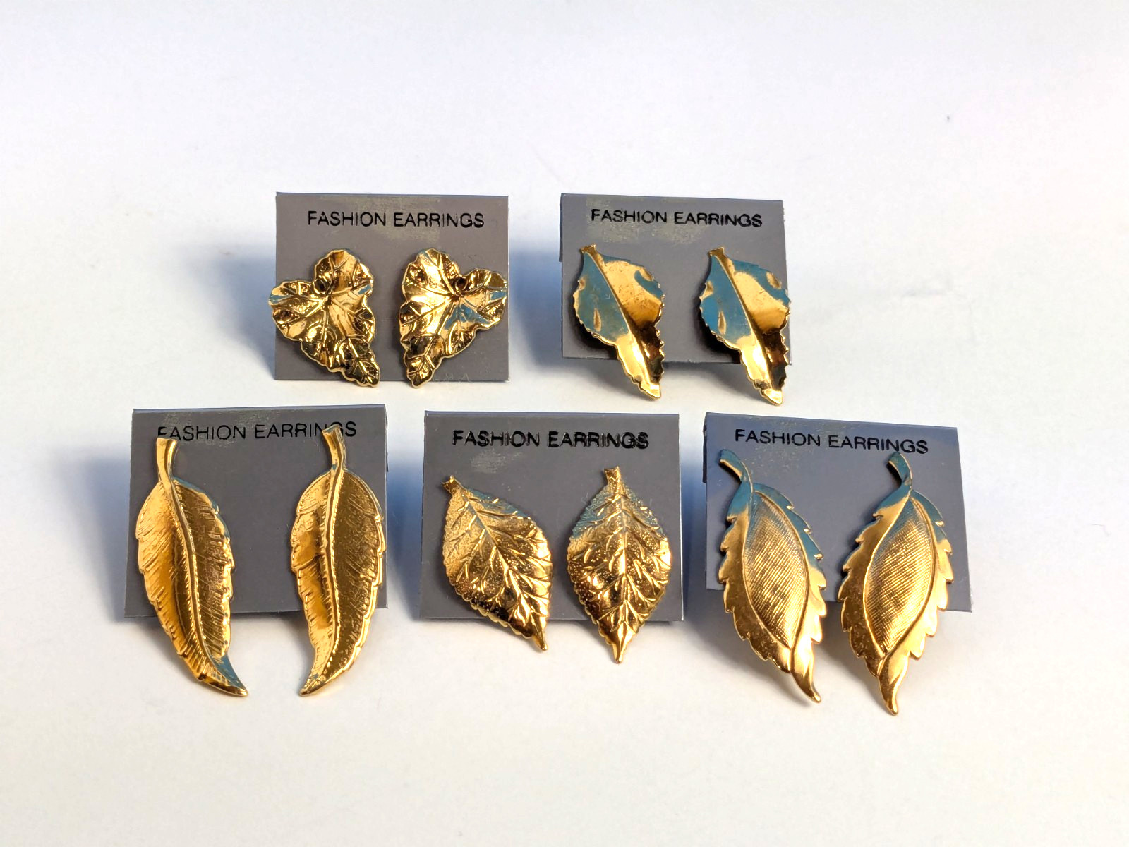 Leaf Leaves Tree Plant Vintage 80s Earrings 5 pair Lot