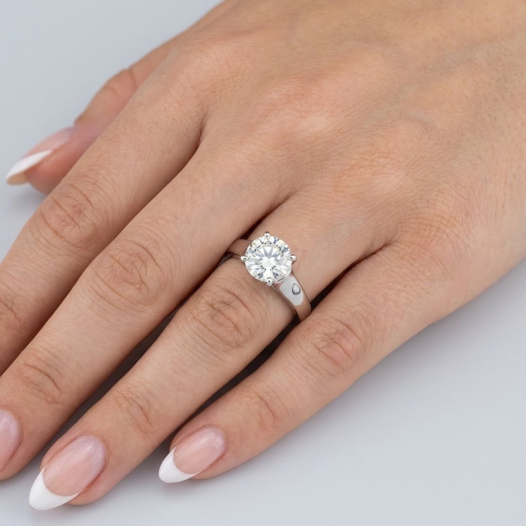Trellis Solitaire Engagement Ring 18K Gold 1.64 CT Round Lab-Grown Diamond H SI2