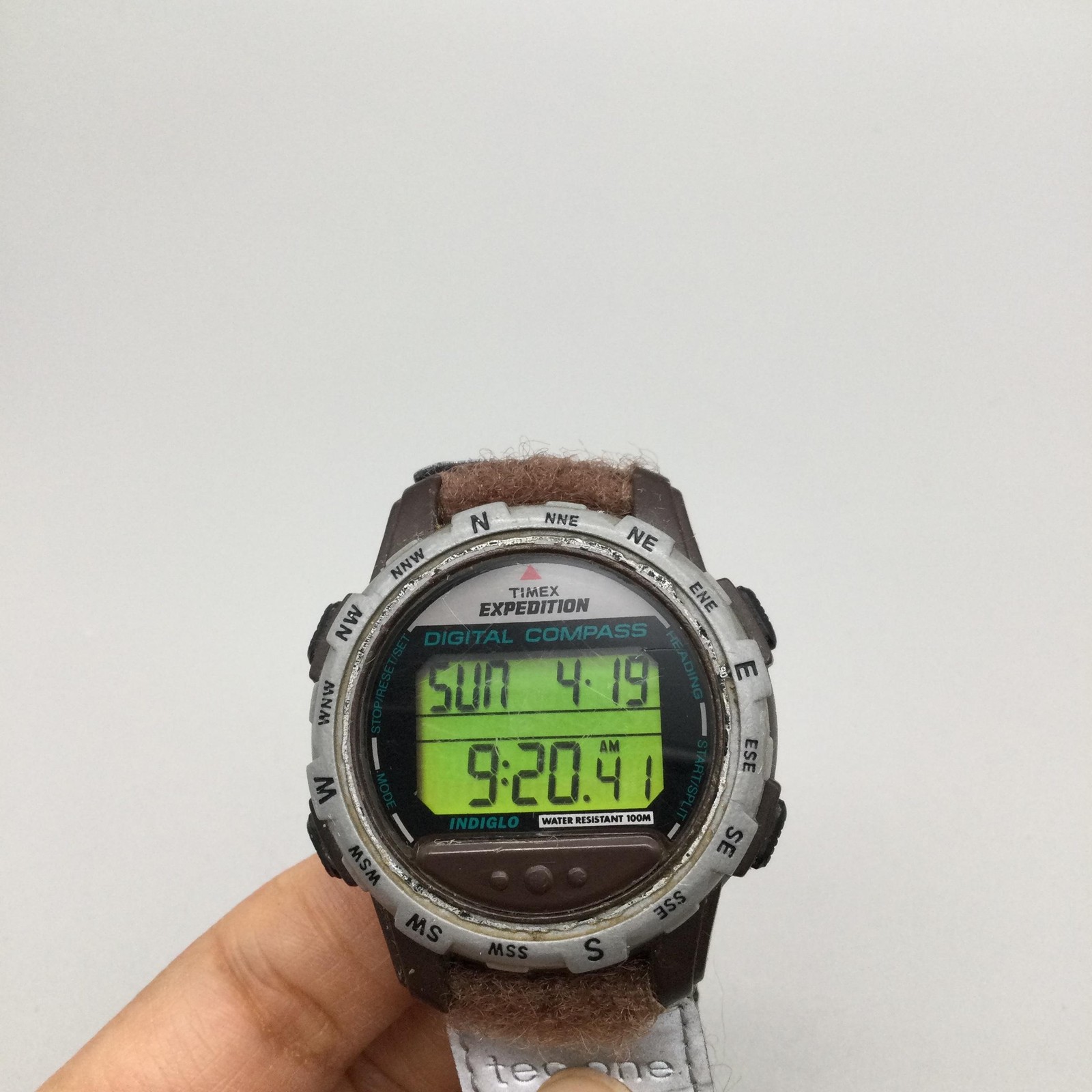 Vintage Timex Expedition Men Watch 42mm Digital Compass Indiglo WR 100M