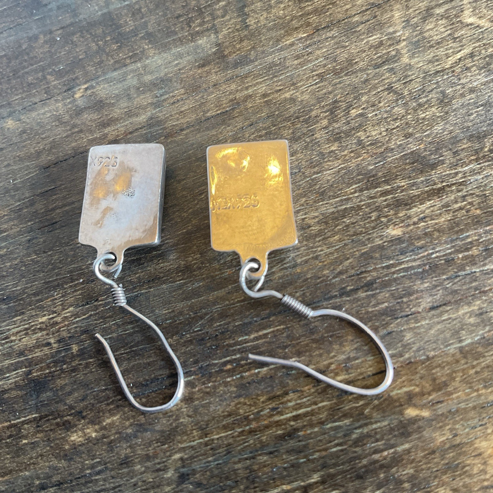 Sterling Silver 925 Red Jasper Dangle Earrings – Rectangular Cabochon – Artisan