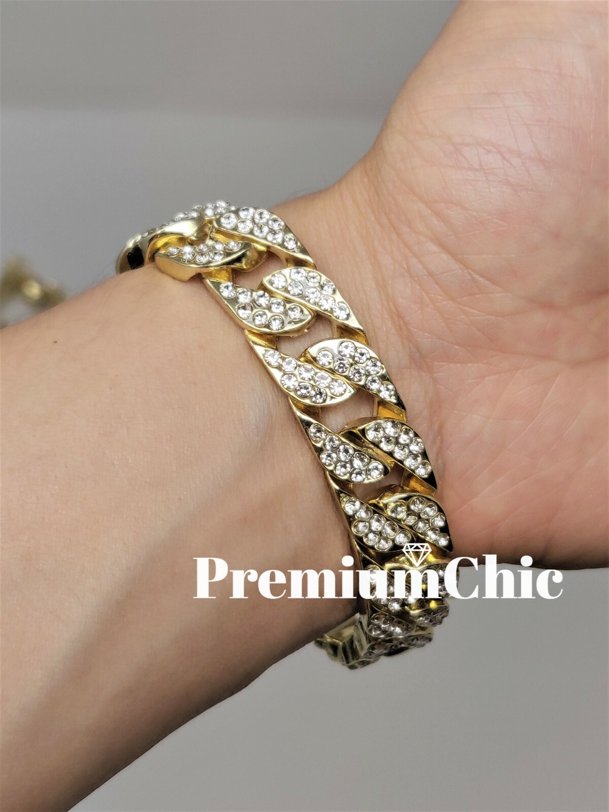 ICED Miami Cuban Choker Link Gold Plated CZ Necklace Or Bracelet Hip Hop Chain