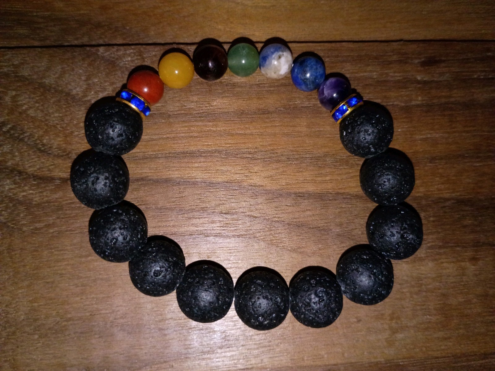 7 Chakra Bracelet for Women and Men with Lava Stones – Made with 7 Chakra Crysta