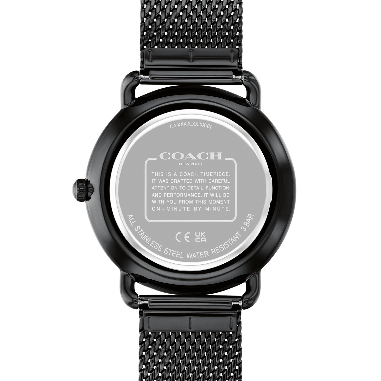 Coach Elliot 14602651 Men’s Black Sunray Dial Stainless Steel Mesh Watch New
