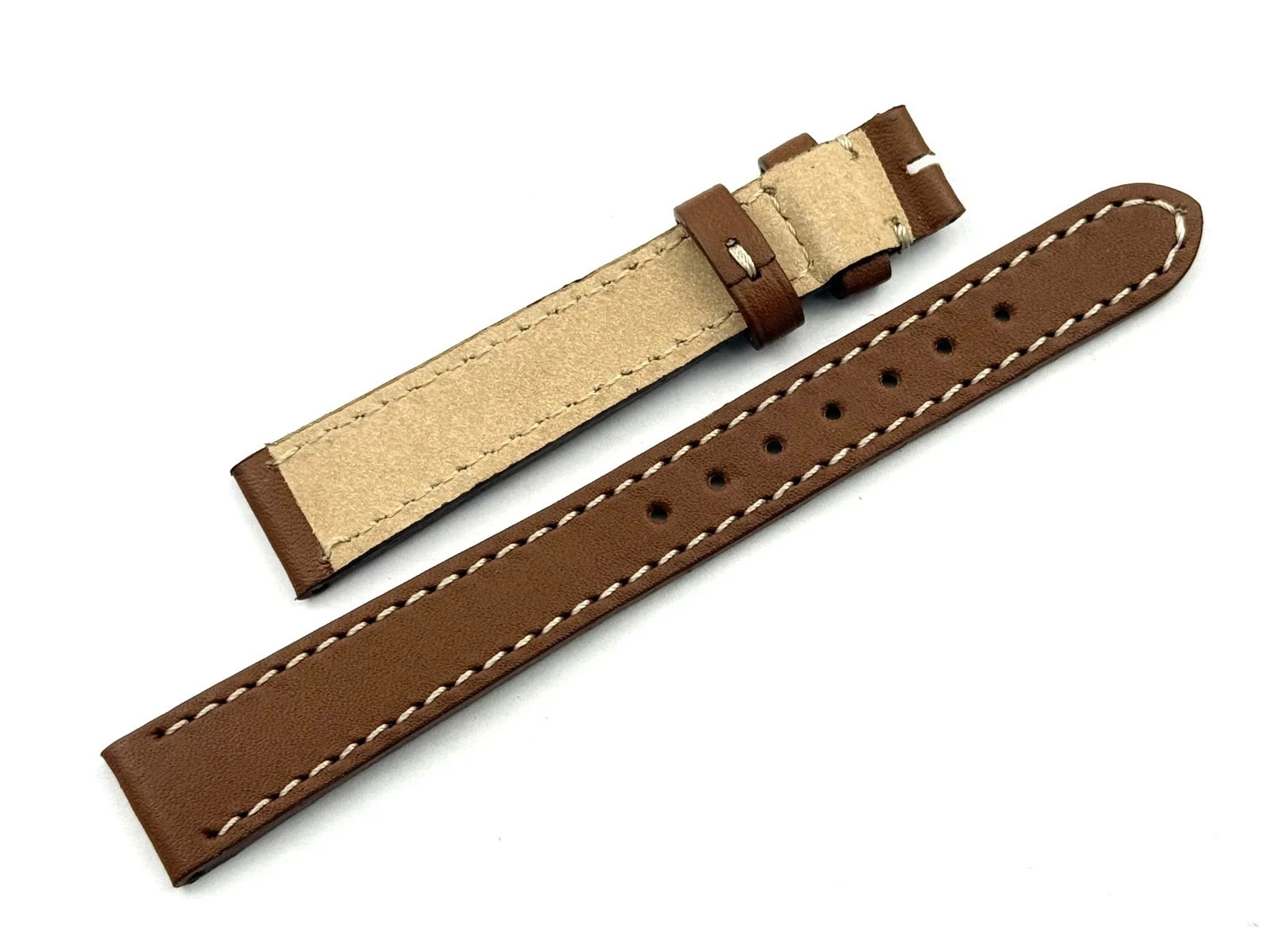 Genuine Brown Leather Strap 14/12mm Buckle Ardiglione Made Italy Women New