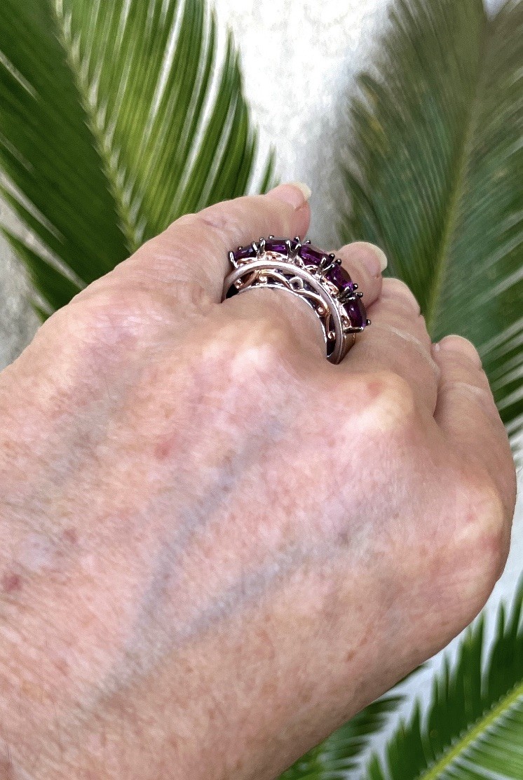 Gems En Vouge Micheal Valitutti 925 SS Gold Embraced Grape Garnet Ring