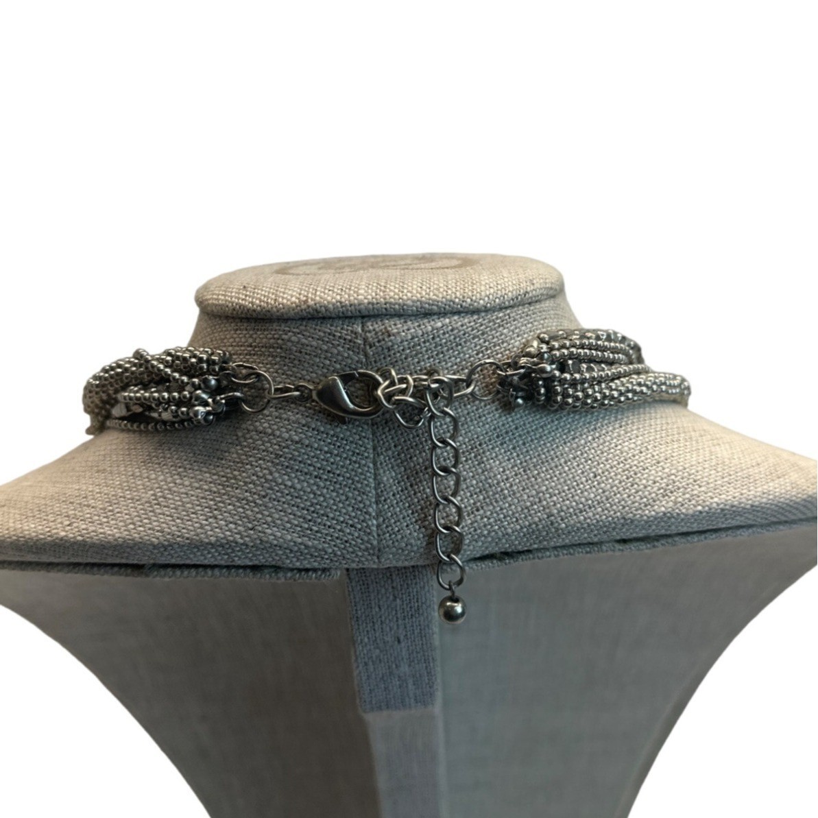Vintage Multi Strand Metal Beads Silver Tone Chain Necklace – 37in