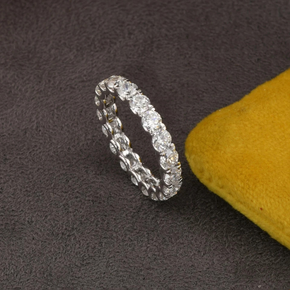 2.43 Ct Round Natural Diamond Bridal Eternity Wedding Band 950 Platinum 6 7 8 9