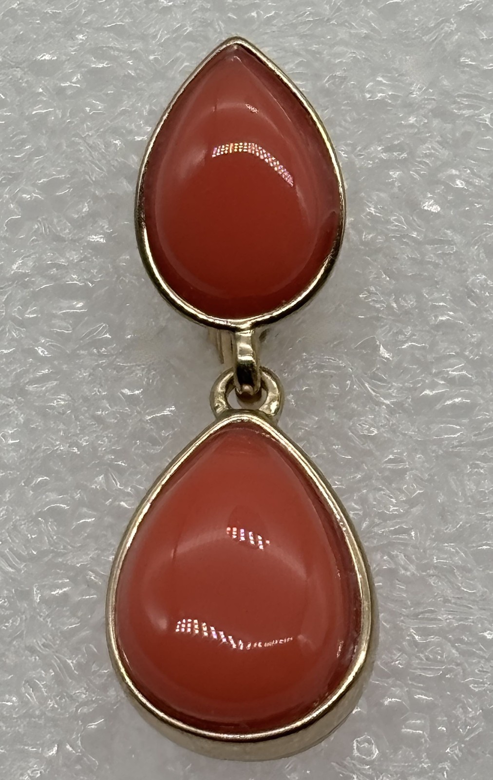 Vintage Nine West Holdings Clip Earrings Teardrop Faux Coral Cabochons Gold Tone