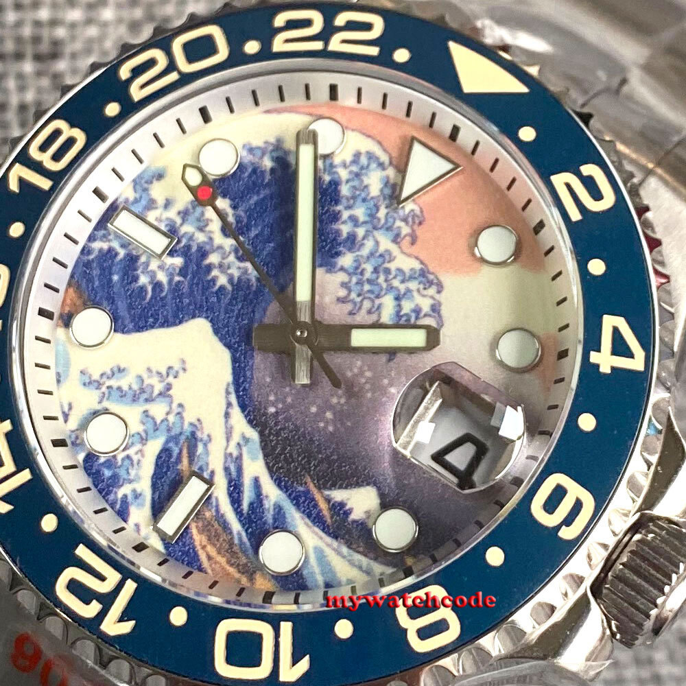 40mm Luminous Kanagawa Surfing Dial NH35 PT5000 Automatic 20atm Diving Men Watch