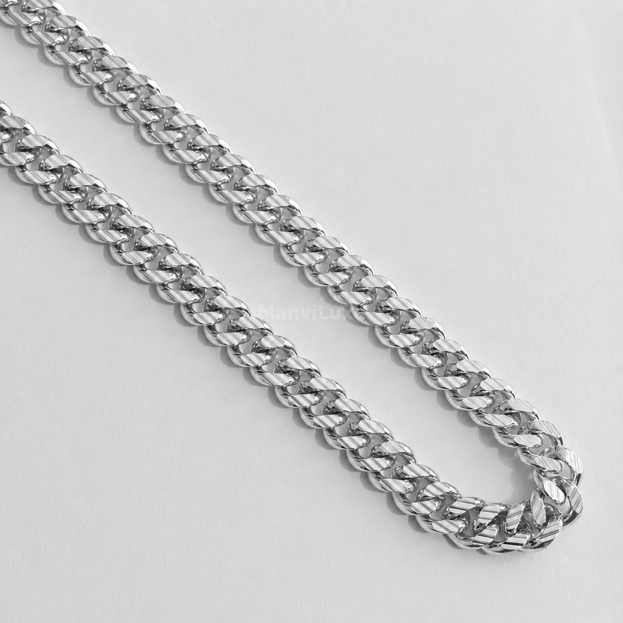 20″ Silver Bonded Diamond-Cut Cuban Link Chain | Premium Heavy Curb Neck Chain