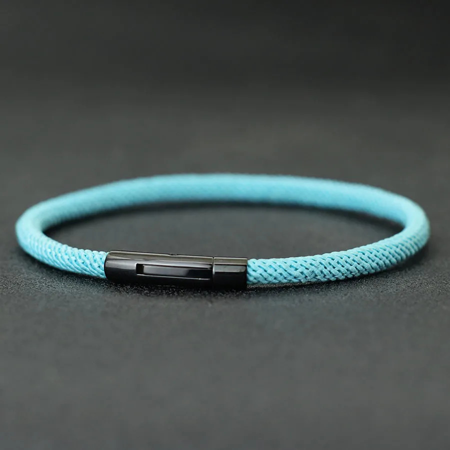 1pc Rope Bracelet Men 4mm Thread Stainless Steel Bracelets Buckle Jewelry