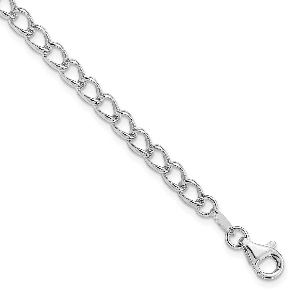 Sterling Silver Amore La Vita RH-Pl Curb Chain Charm Bracelet Bracelet 7″-8″