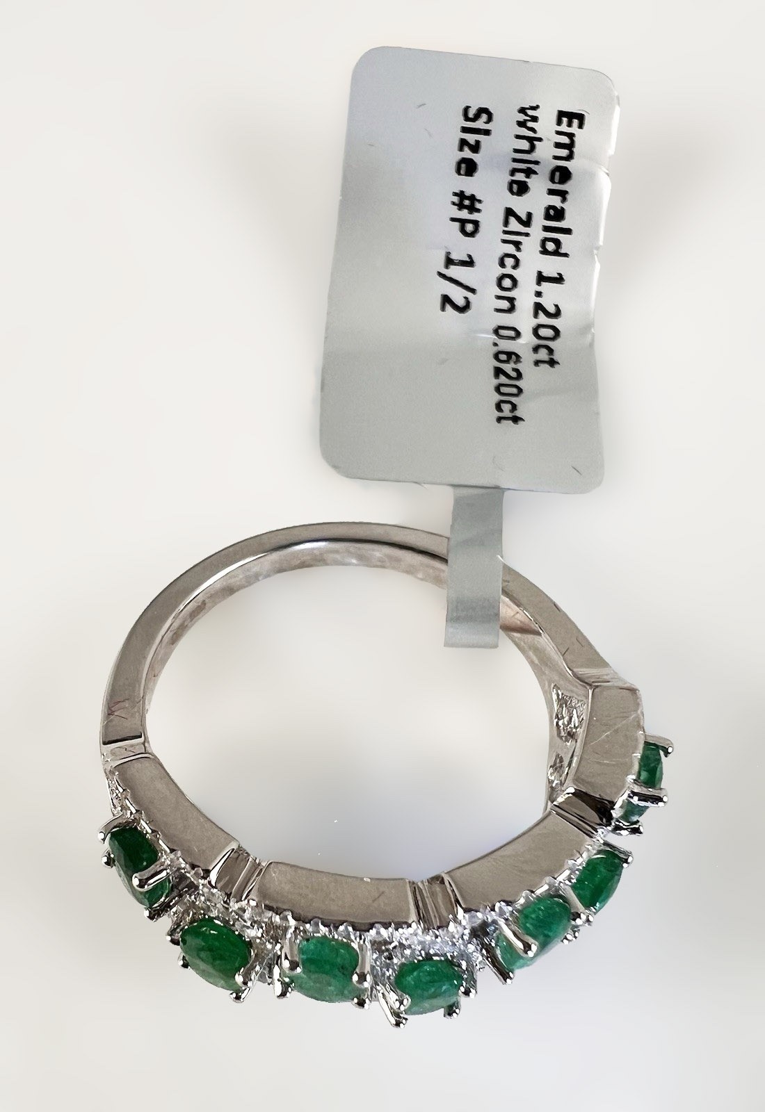 Natural Emerald 1.2ct Cluster Band Ring S925 Size 7.5 2nd Day Air Fast Shipping