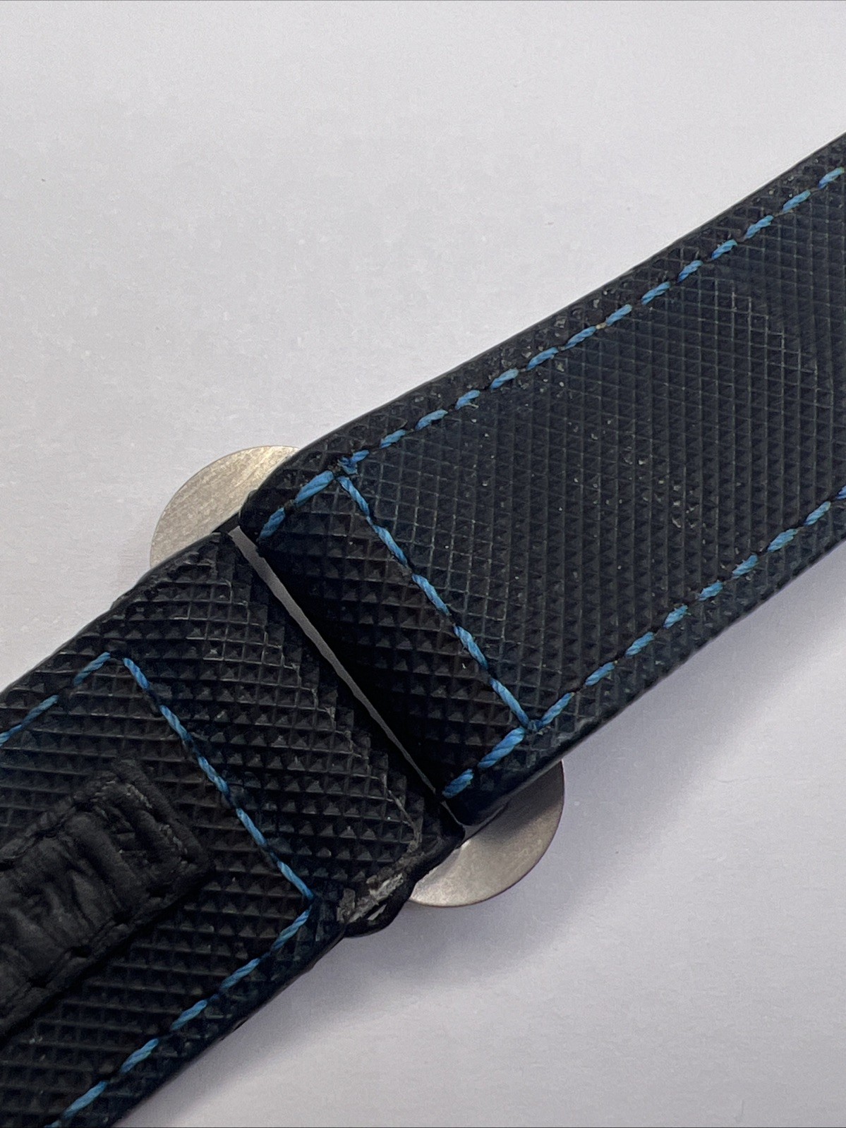 Panerai 22mm Black & Blue Nylon Rubber Diver Watch Strap Band Satin Steel Clasp