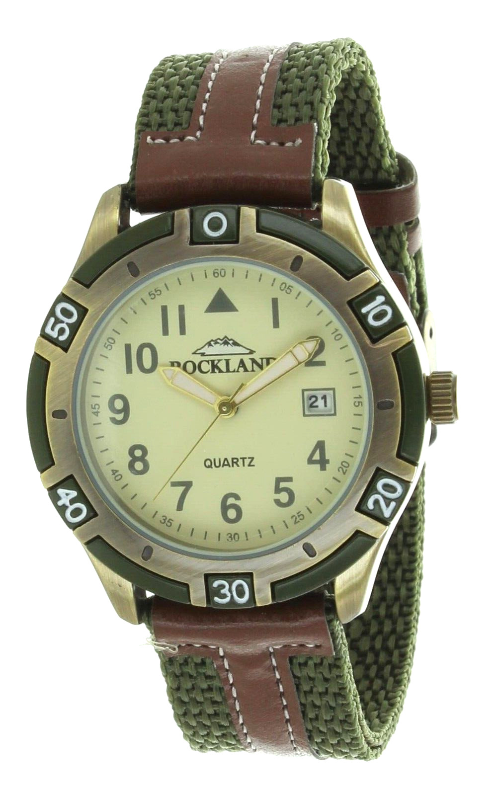 Rockland Men’s Quartz Wrist watch Two Tone Band with Date Easy to Read REC026