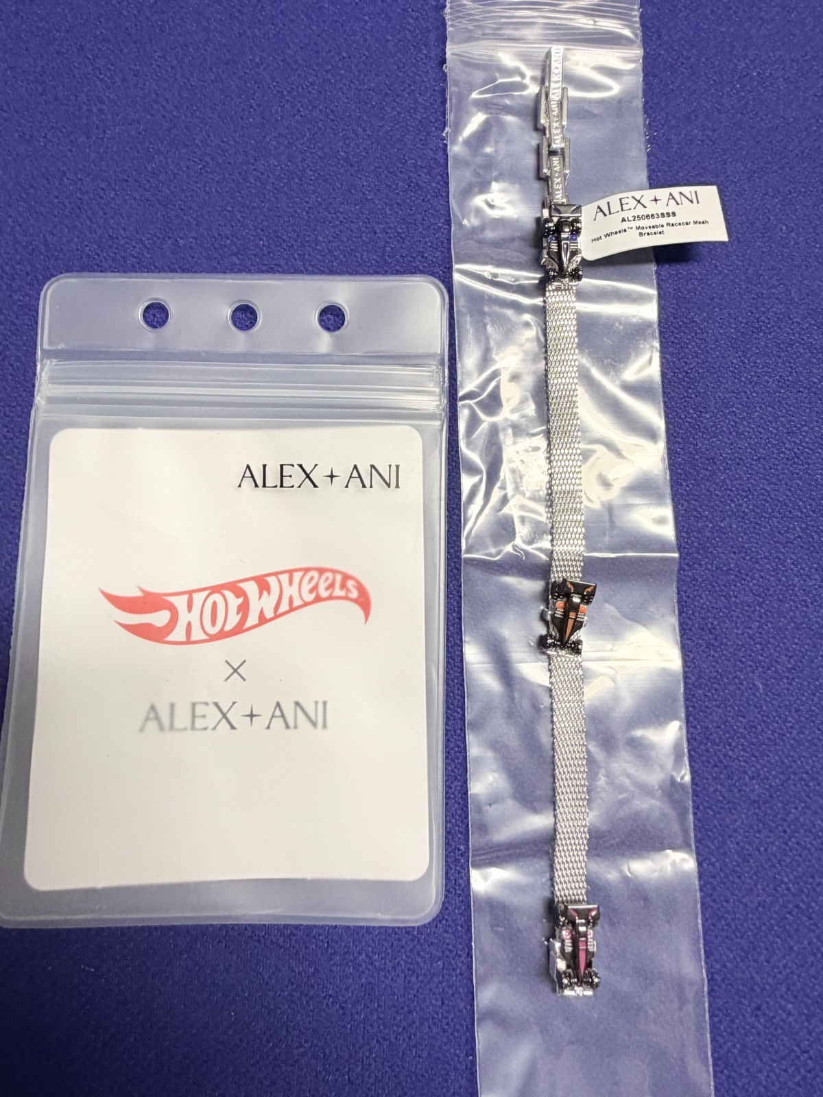 Alex and Ani Hot Wheels Moveable Racecar Mesh Bracelet New
