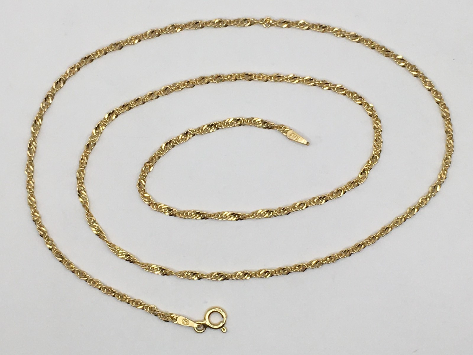 VTG SU Gold Vermeil Over .925 Sterling Silver Rope Chain Necklace 19.5″ 2mm Wide