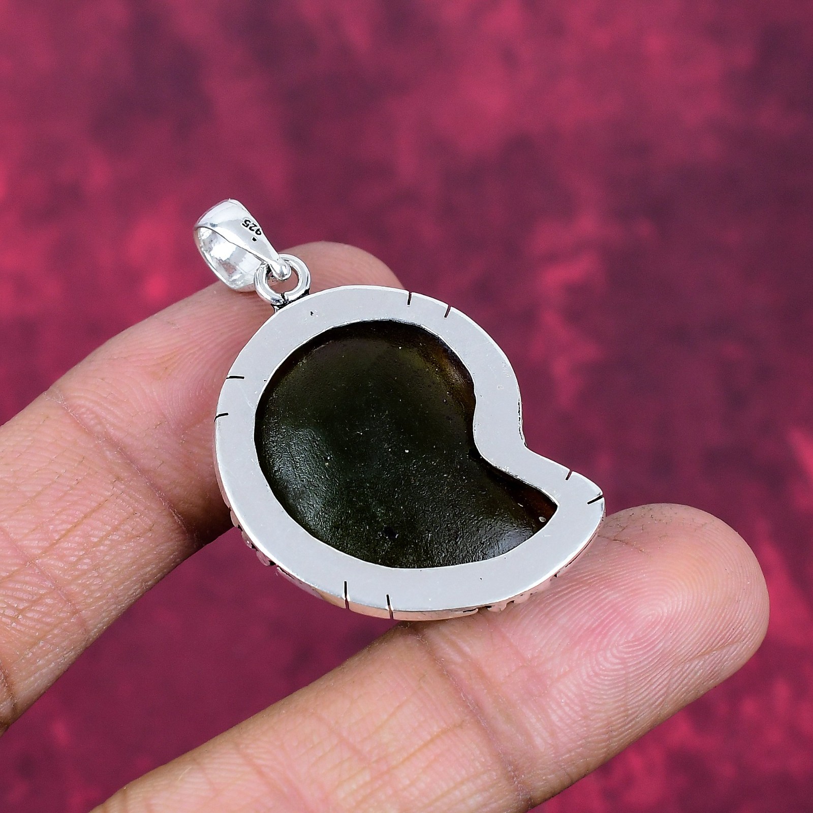 Ammonite Fossil Gemstone Handmade 925 Sterling Silver Bohemian Jewelry Pendant