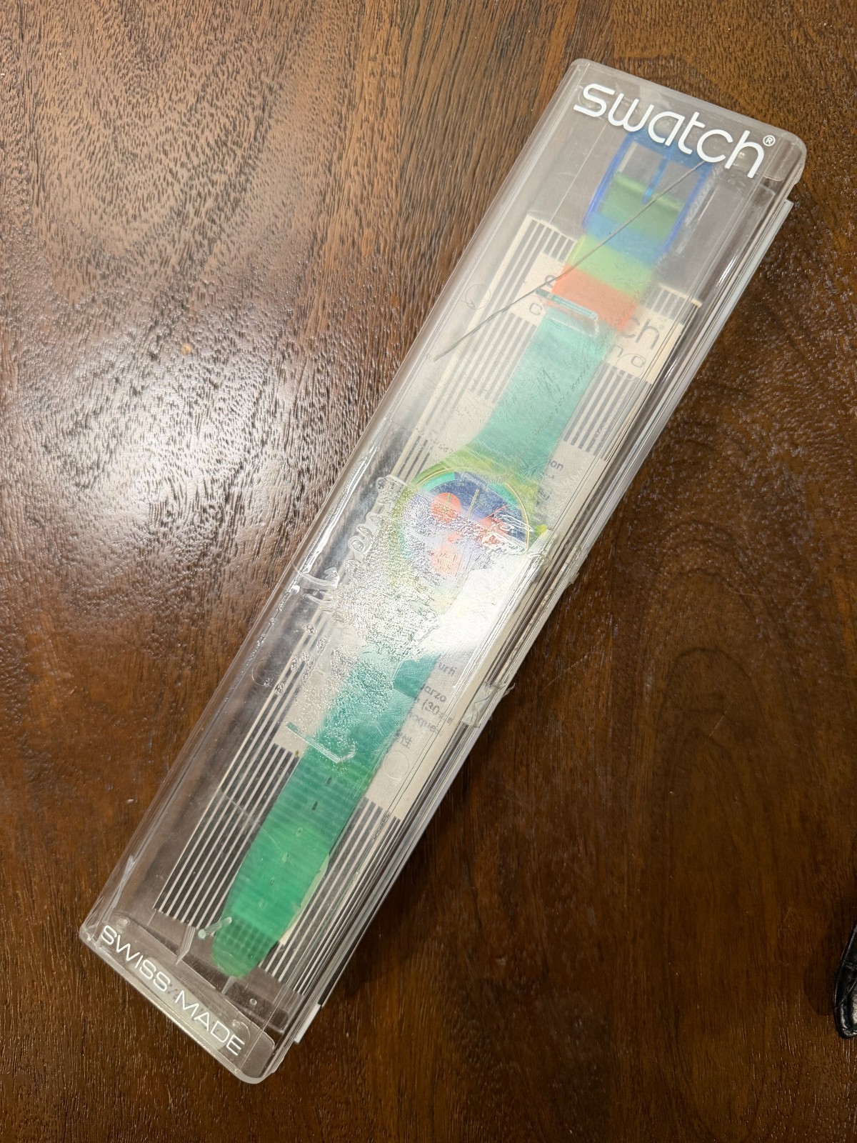 1991 Swatch Chrono Neo Wave SCJ100 Neon Blue Orange 37mm Box Papers READ