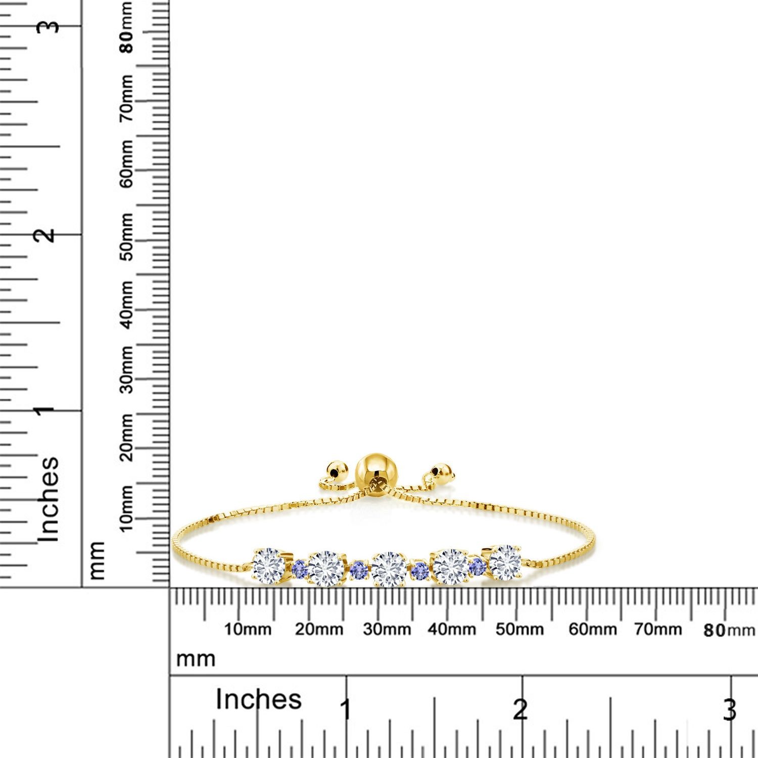 Gemstone Birthstone and Tanzanite Tennis Bracelet for Women in 18K Yellow Gold
