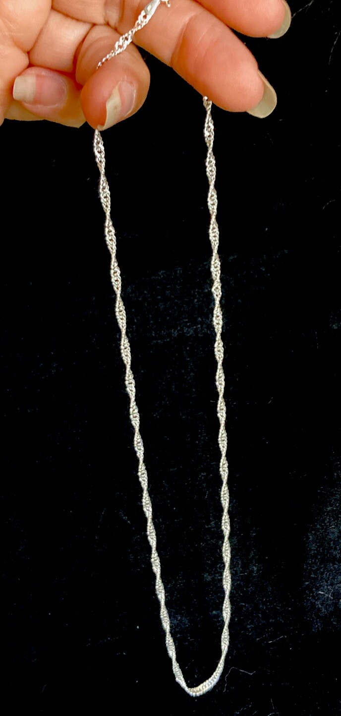 Genuine Italian Sterling Silver Singapore Chain Necklace Made In Italy 925 18″