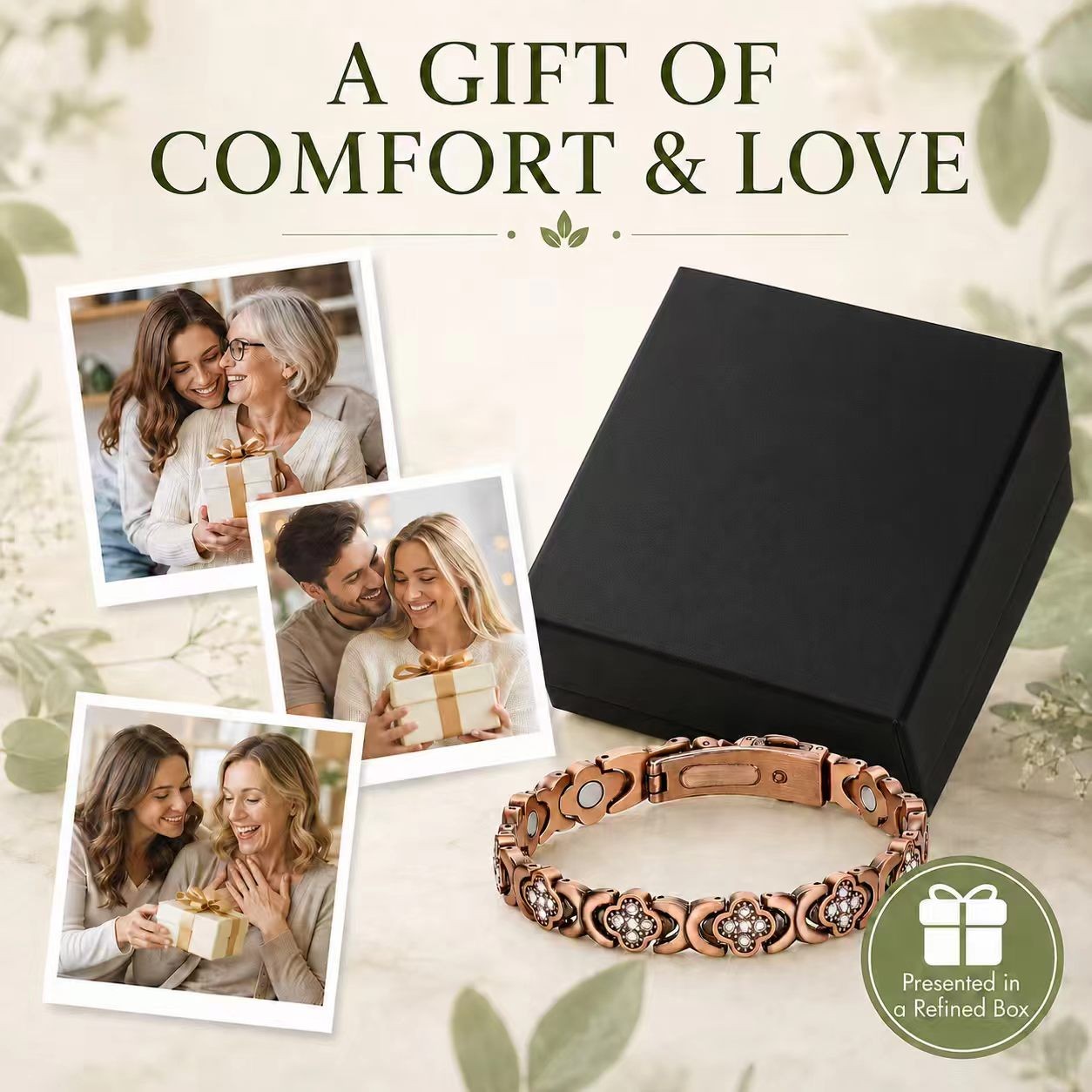 3800 Gauss Pure Copper Mag Bracelet Women,Infinity Clover,Pain Relief,Gift